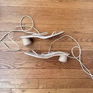 H&M Beige Strappy Block Heel Sandals